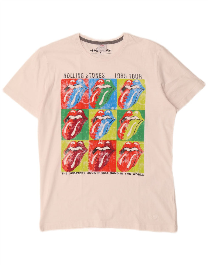 T-shirt grafica da uomo S.Oliver Rolling Stones, taglia grande, bianca