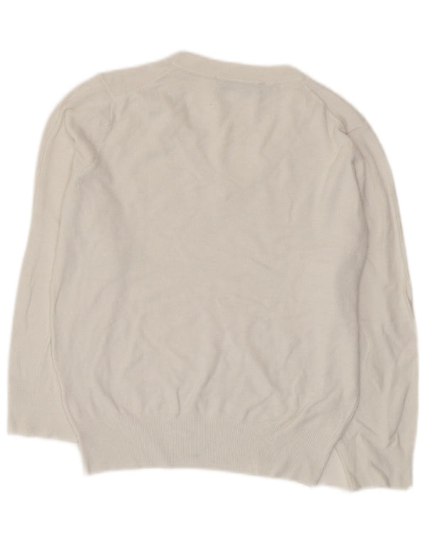 Maglione corto con scollo a V e maniche a 3/4 Zara da donna UK 10 piccolo bianco