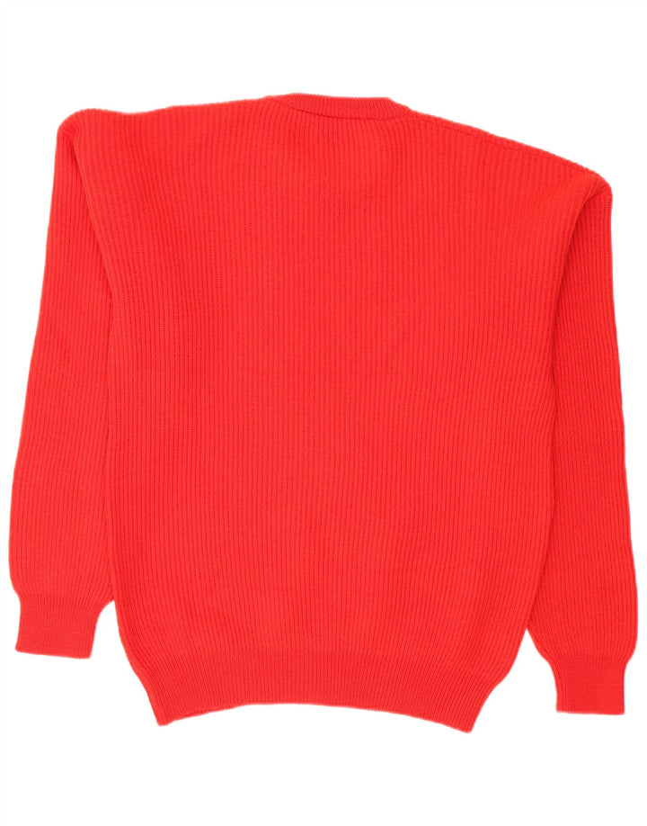 Maglione vintage da uomo girocollo IT 52 grande lana rossa