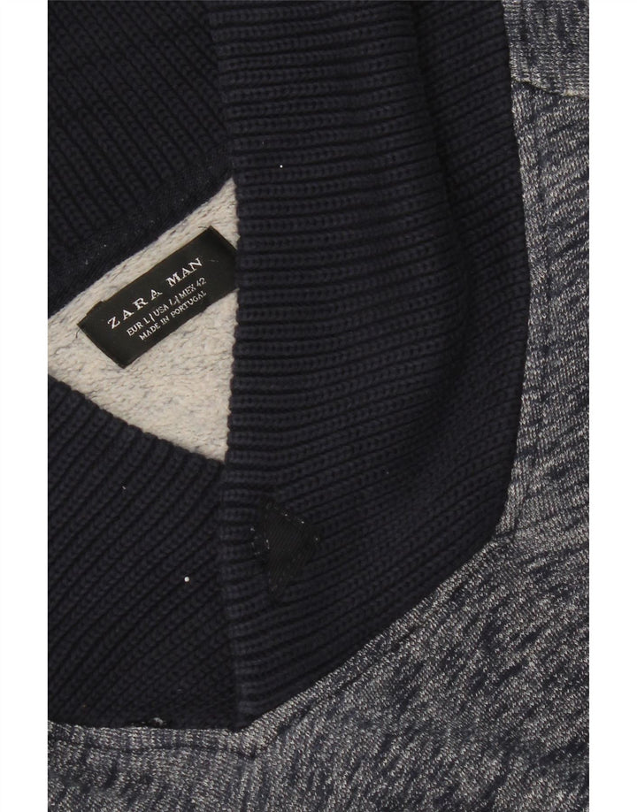 Felpa Zara da uomo, maglione grande, blu navy screziato