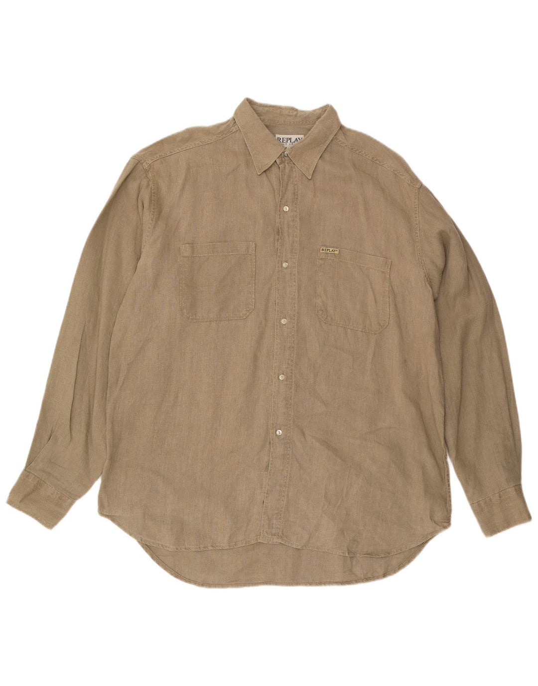 Camicia da uomo Replay 2XL Lino Beige