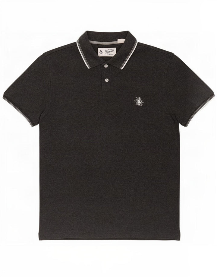 Polo da uomo Penguin in cotone grigio medio