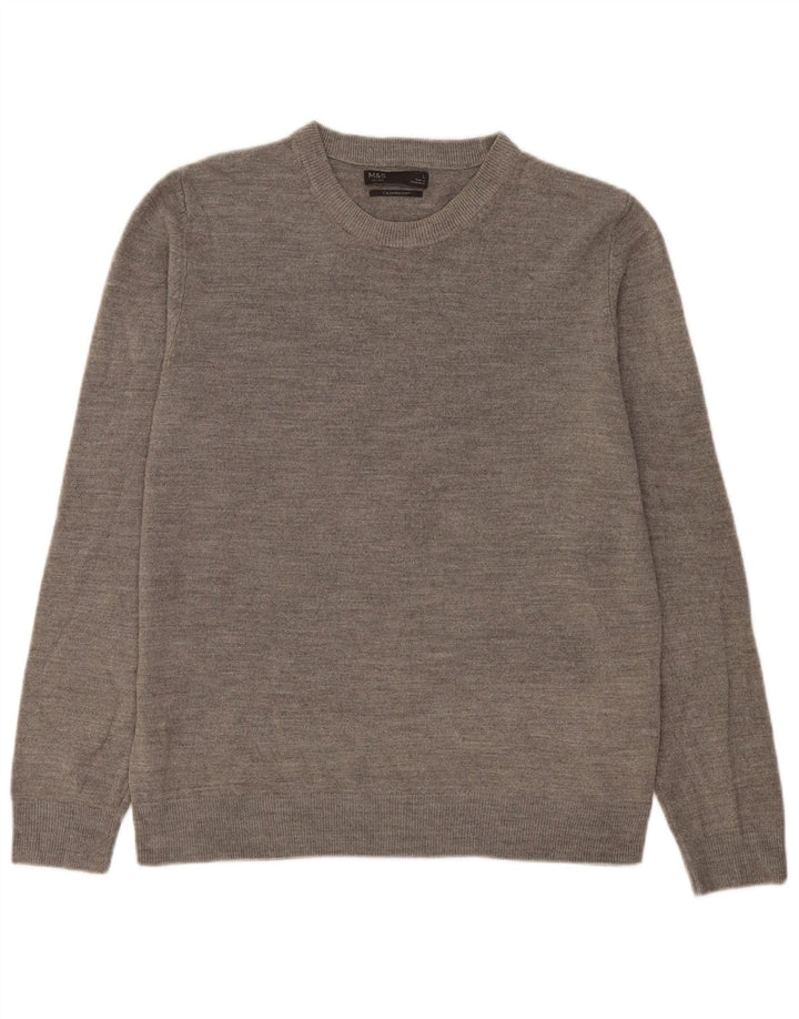 Marks & Spencer Maglione da uomo con scollo a barca Maglione grande acrilico chiazzato grigio