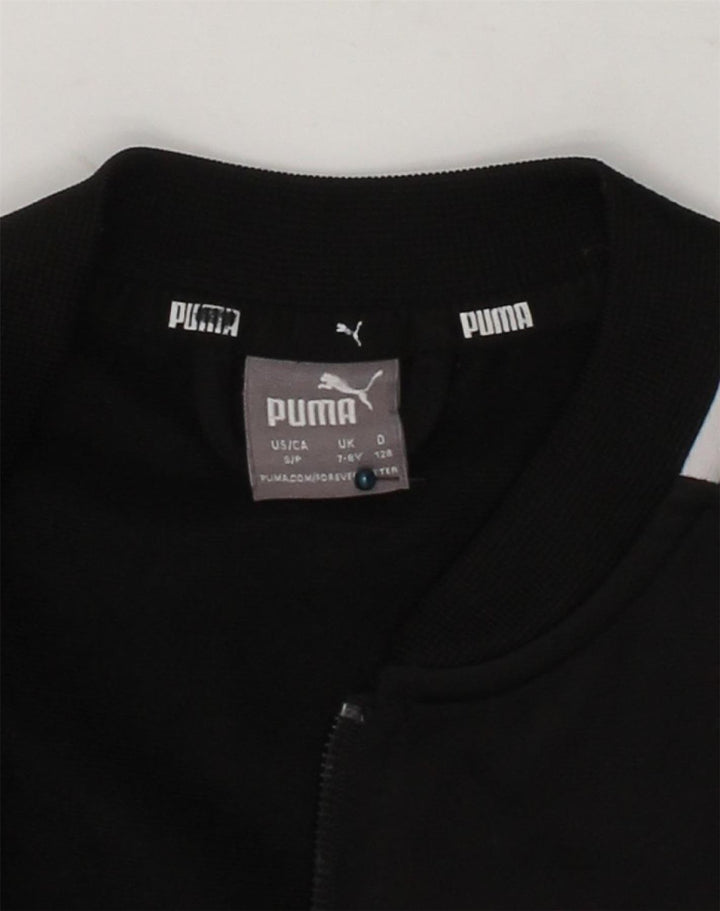 PUMA Boys Tracksuit Top Jacket 7-8 Years Black Polyester | Vintage Puma | Thrift | Second-Hand Puma | Used Clothing | Messina Hembry 