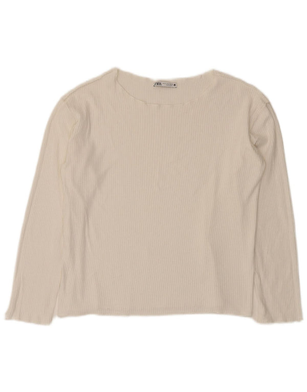 Top corto oversize da donna Zara a maniche lunghe UK 10 piccolo bianco