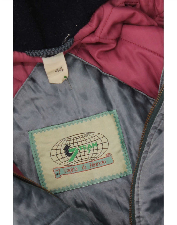 Giacca a vento oversize con cappuccio da donna vintage IT 44 blu medio