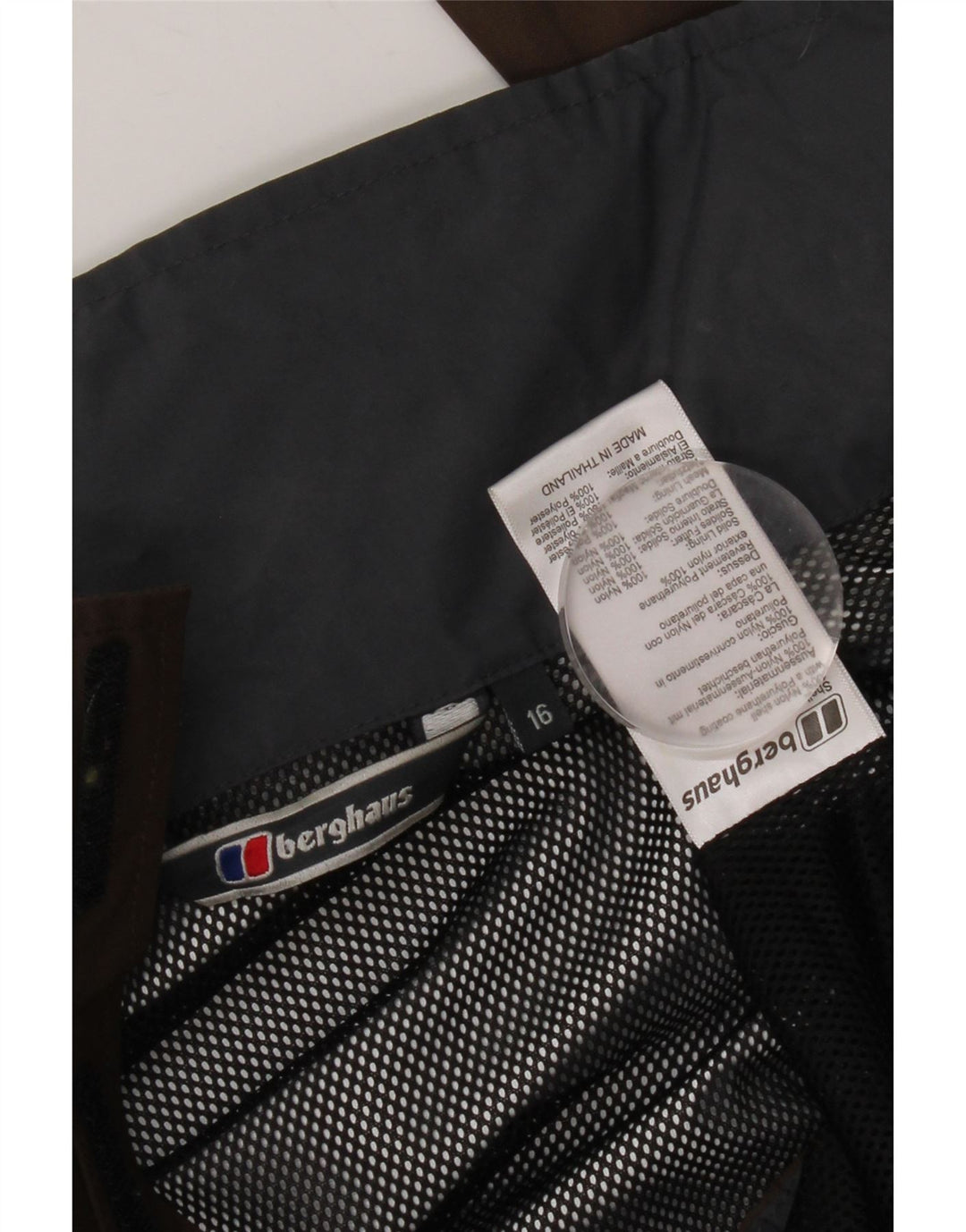 Giacca antipioggia con cappuccio da donna Berghaus UK 16 grande nylon marrone