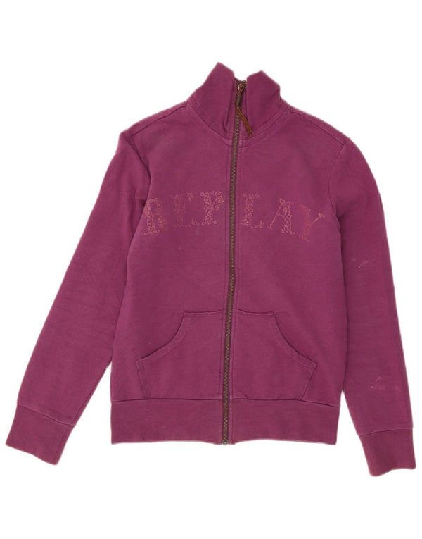 Replay Giacca da ginnastica da donna con grafica Top Jacket UK 10 Small Viola Cotone