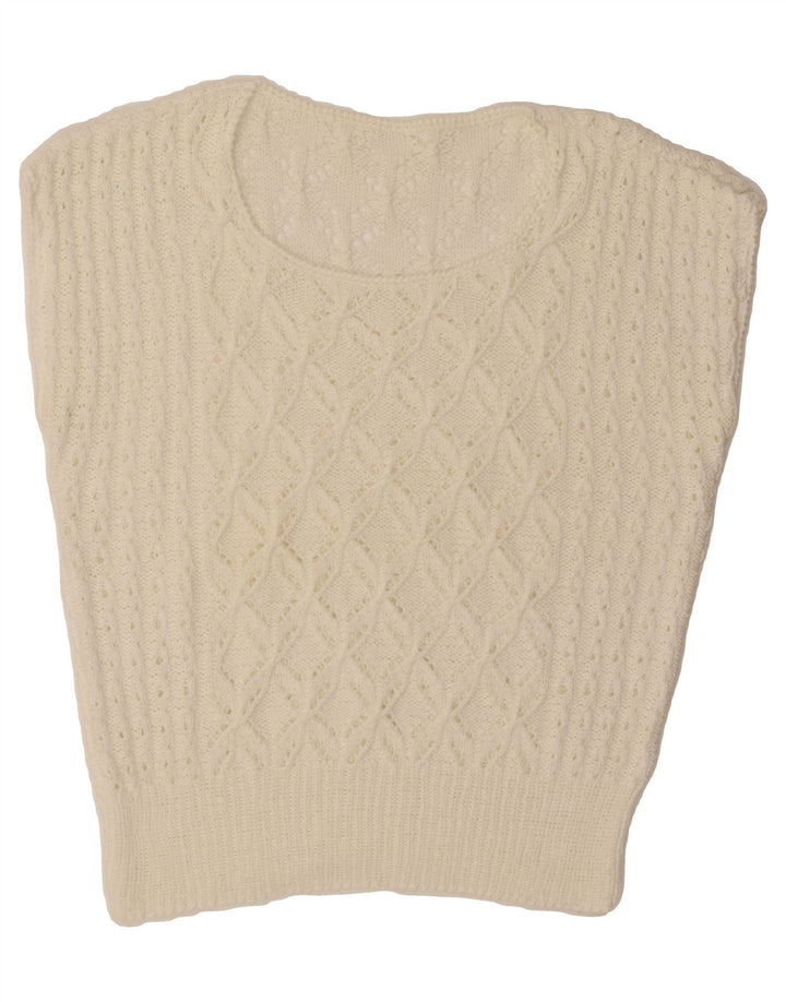VINTAGE Womens Vest Tank Top UK 16 Large Off White Vintage Vintage and Second-Hand Vintage from Messina Hembry 