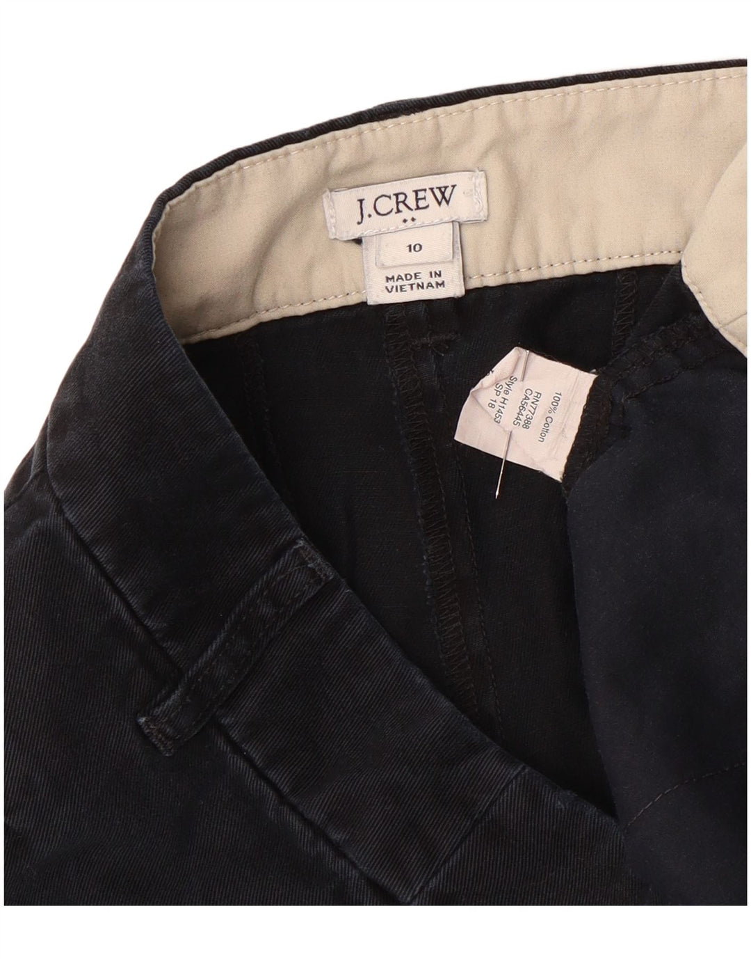 Pantaloncini chino da donna J. Crew US 10 Large W34 cotone nero