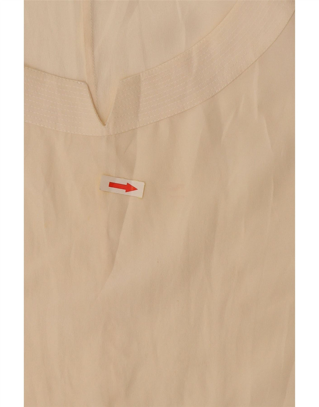 Camicetta senza maniche corta da donna vintage UK 14 grande seta bianco sporco