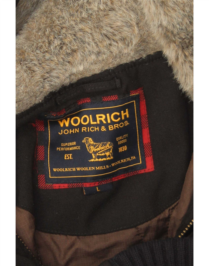 Giubbotto bomber imbottito con cappuccio da uomo Woolrich UK 40 Large nero in poliammide