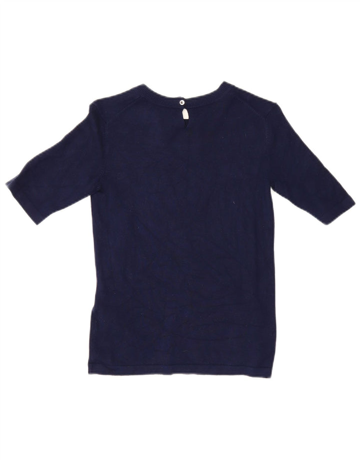 Top corto a maniche corte da donna Zara in viscosa UK 12 medio blu navy