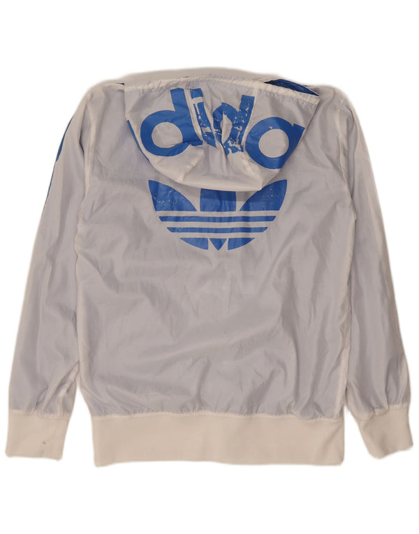 ADIDAS Giacca da uomo con grafica con cappuccio, giacca piccola, colore bianco