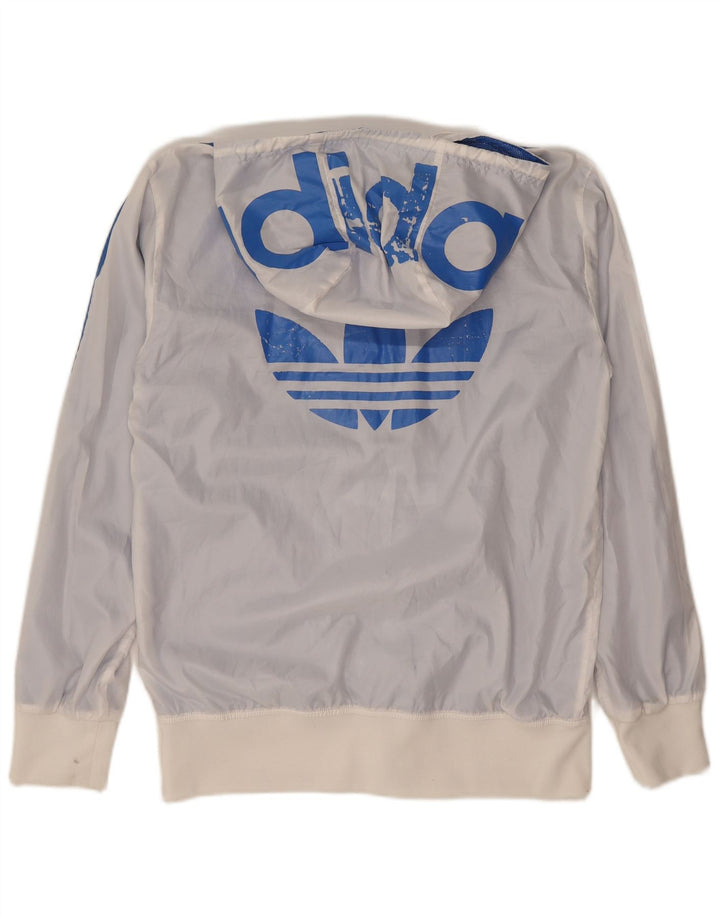 ADIDAS Giacca da uomo con grafica con cappuccio, giacca piccola, colore bianco