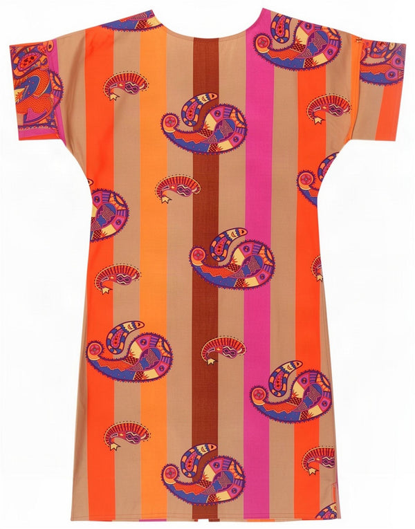 Abito basic da donna vintage UK 12 medio a righe multicolore