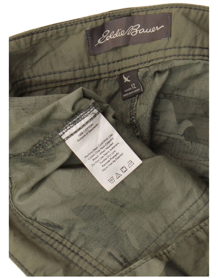 Pantaloncini chino da donna EDDIE BAUER US 12 Large W36 cotone mimetico kaki