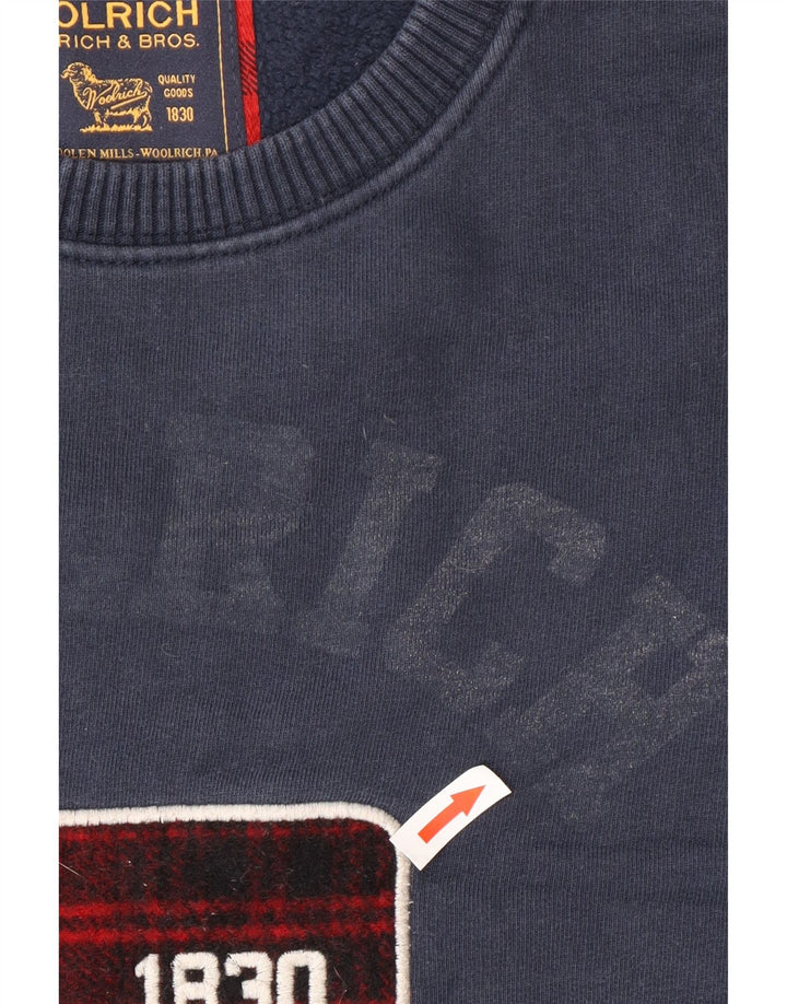 Felpa grafica da uomo Woolrich Maglione grande in cotone blu navy