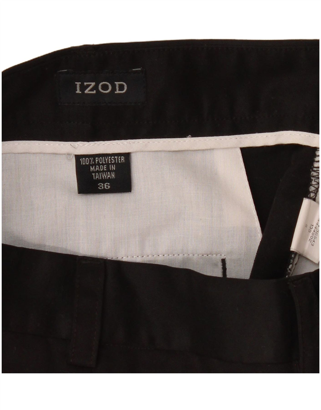 Pantaloncini chino con pegging da uomo Izod W36 grandi in poliestere nero