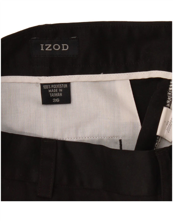 Pantaloncini chino con pegging da uomo Izod W36 grandi in poliestere nero