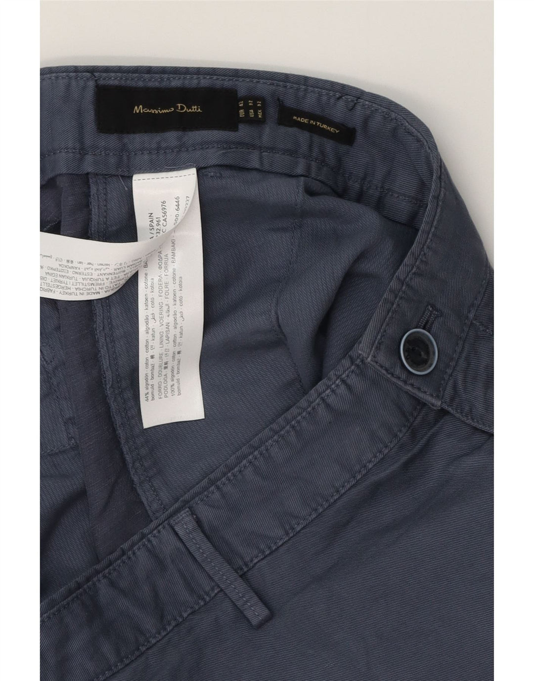 MASSIMO DUTTI Pantaloncini chino da uomo EU 42 Large W32 Cotone blu navy