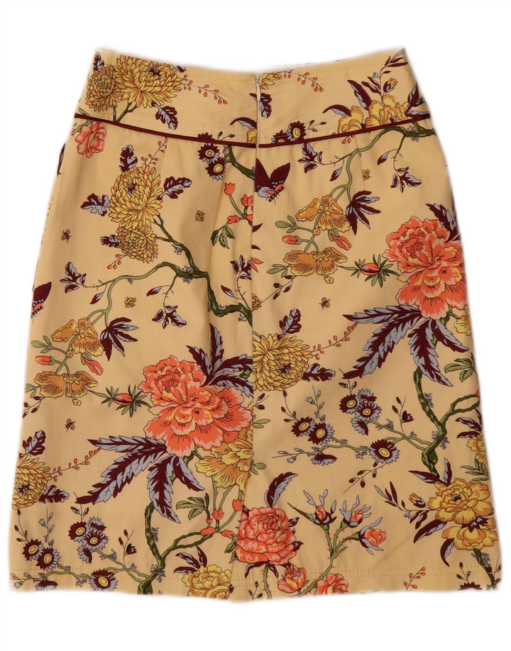Gonna longuette da donna vintage media W28 floreale gialla