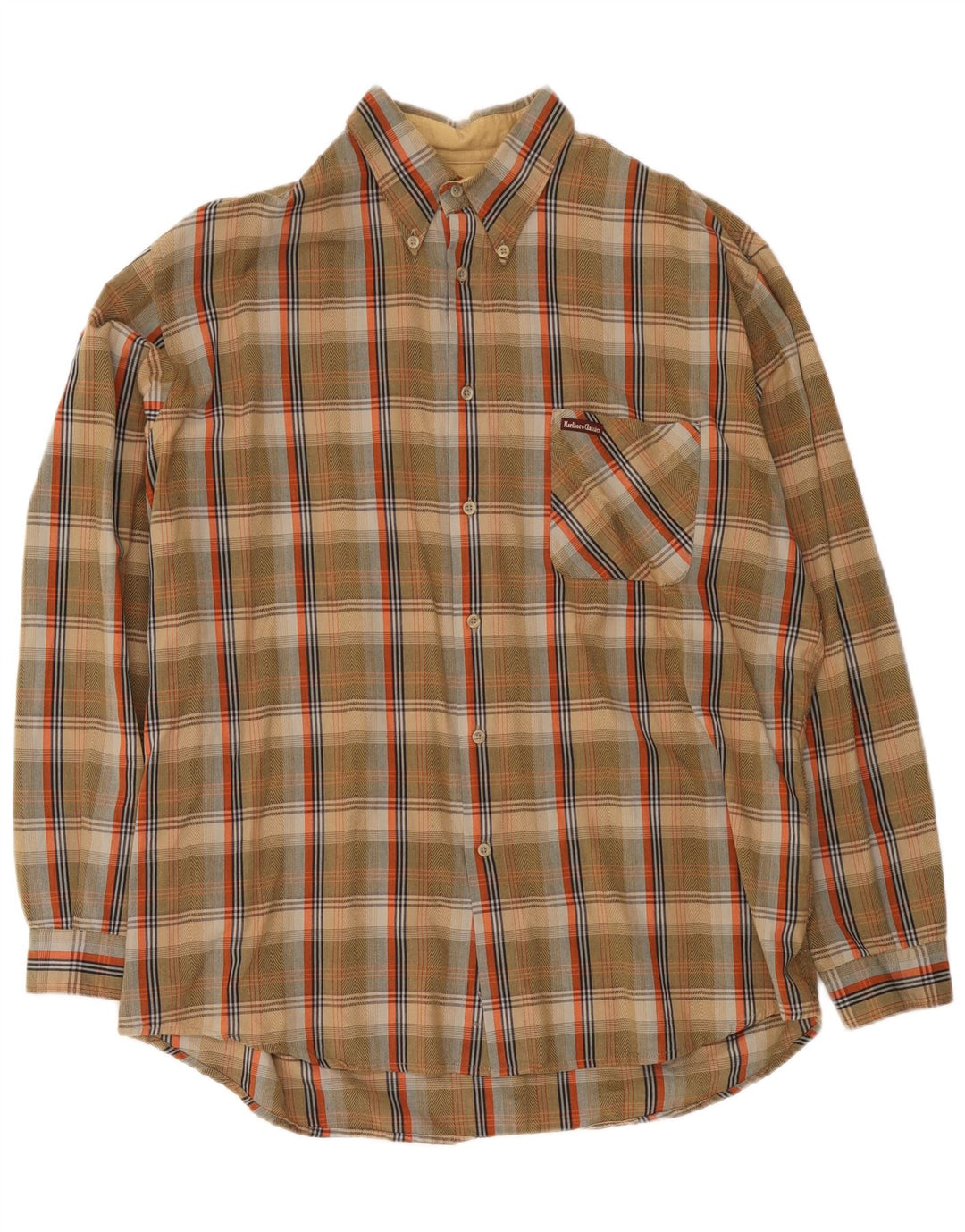 Camicia in flanella da uomo Marlboro Classics 2XL cotone a quadri marrone