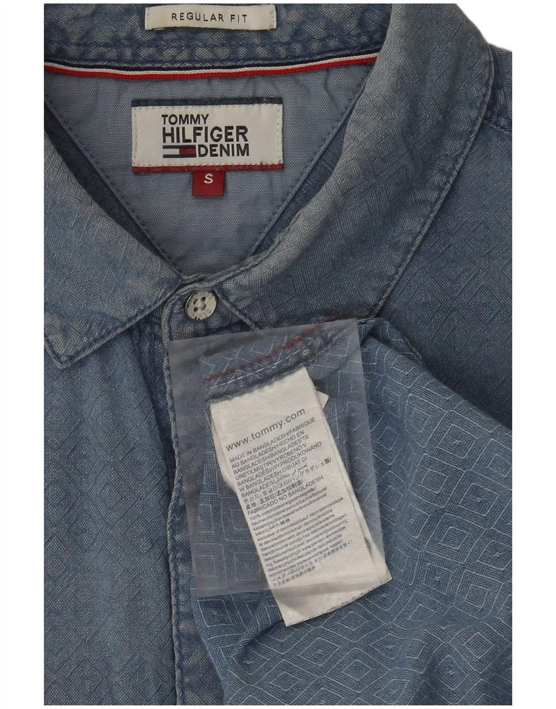 Camicia da uomo Regular Fit Tommy Hilfiger piccola in cotone geometrico blu