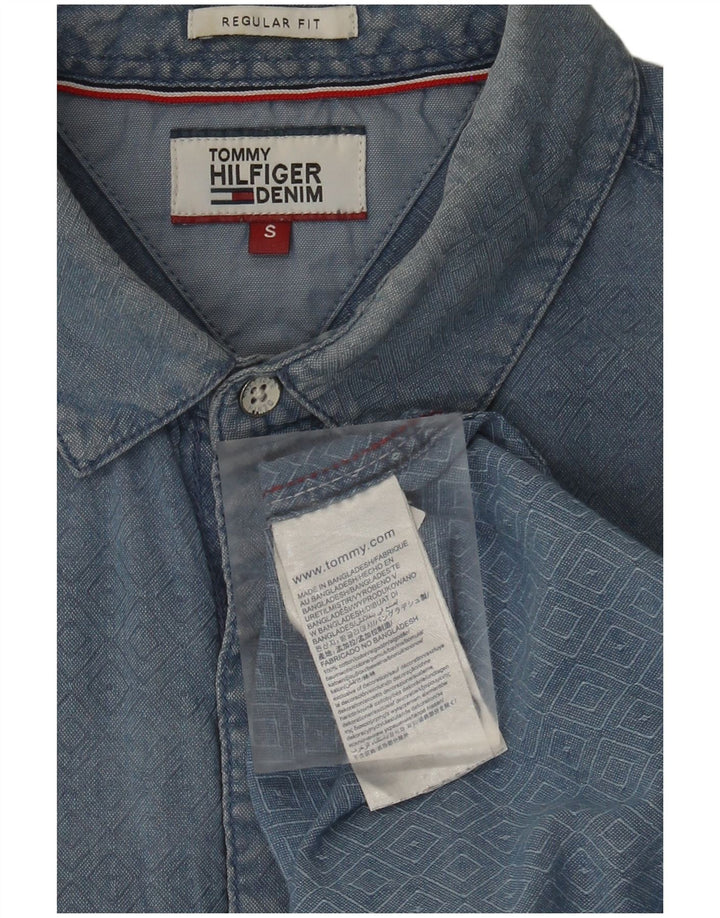 Camicia da uomo Regular Fit Tommy Hilfiger piccola in cotone geometrico blu