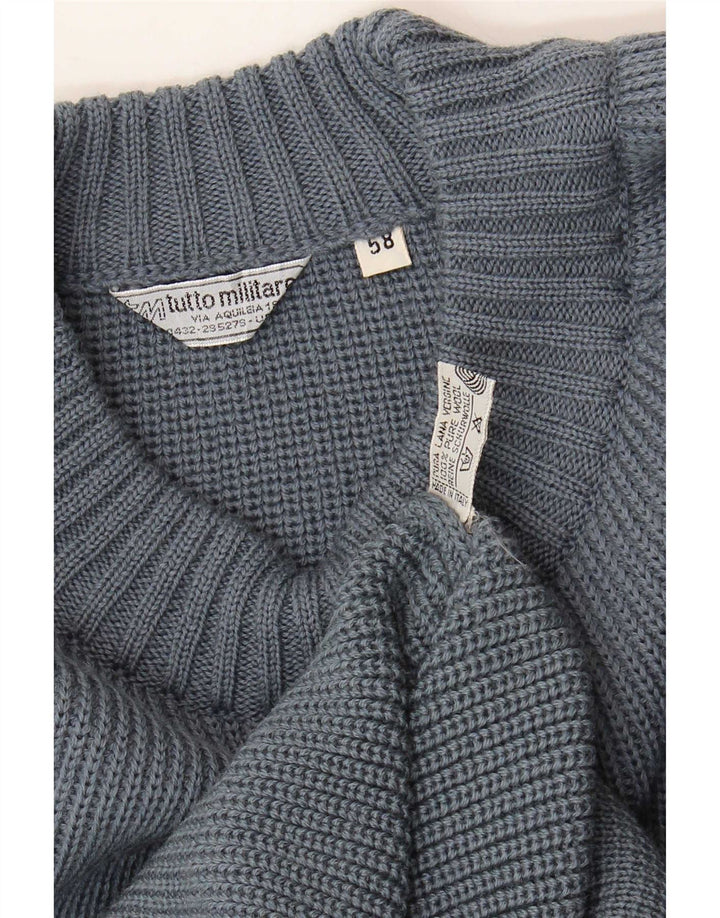 Maglione girocollo da uomo vintage IT 58 3XL Lana vergine grigia