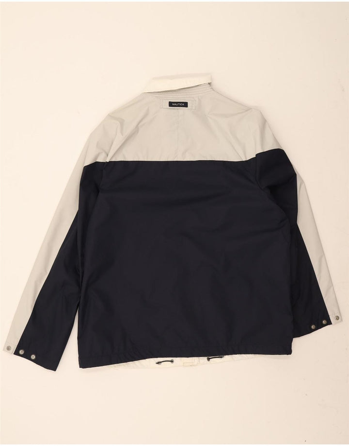 Giacca antipioggia da uomo Nautica UK 40 Large nylon color block bianco