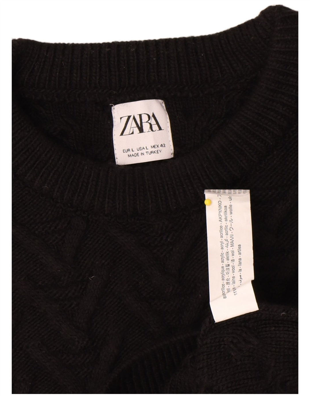 Maglione maglione girocollo da uomo Zara grande in acrilico nero