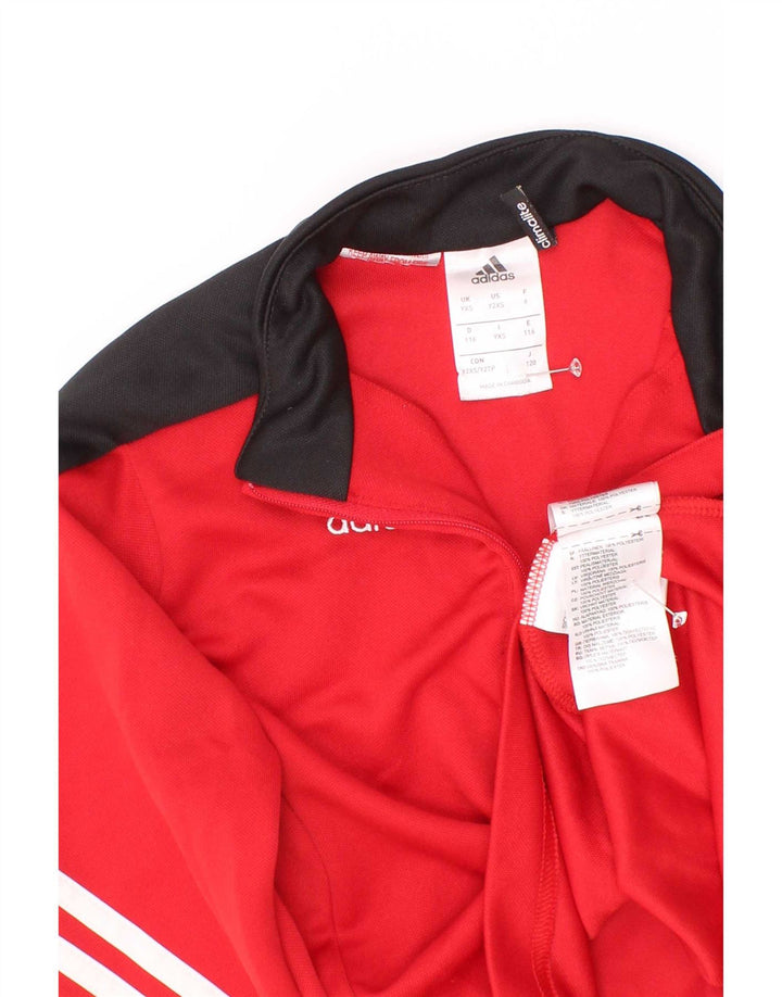 Top della tuta da ginnastica Adidas da ragazzo con zip e collo, 5-6 anni, XS, colore rosso