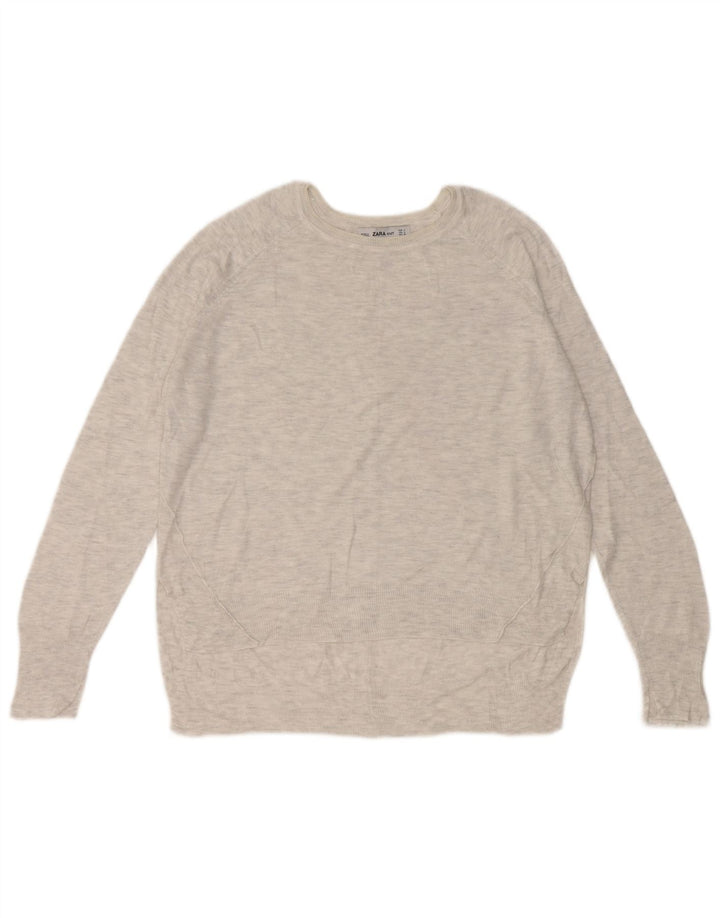 Maglione maglione con scollo a barca da donna Zara UK 14 Grigio medio