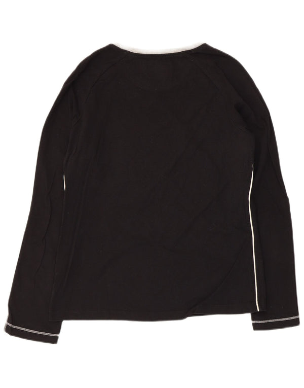 CHAMPION Top grafico da donna a maniche lunghe UK 14 Large Nero