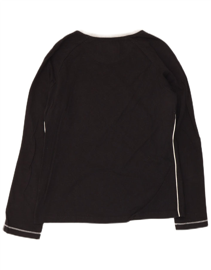 CHAMPION Top grafico da donna a maniche lunghe UK 14 Large Nero