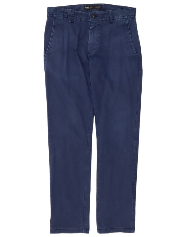 Pantaloni chino dritti da uomo Zara EU 38 Small W30 L30 Cotone blu navy