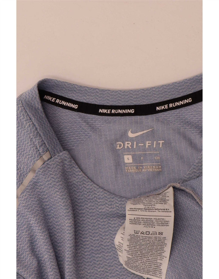 Nike Dri Fit Top da uomo a maniche lunghe piccolo blu gessato in poliestere
