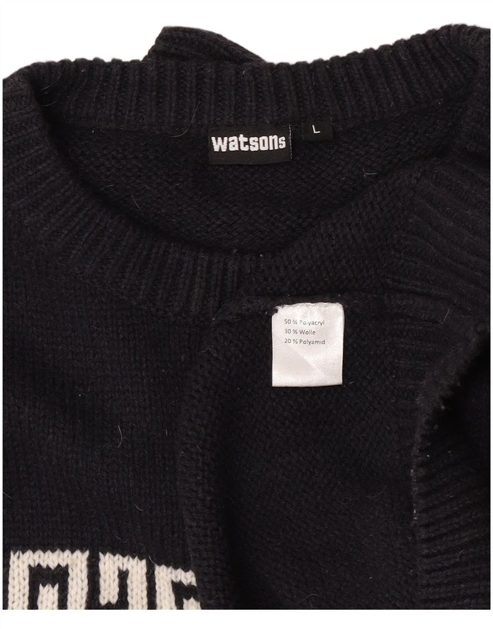 Maglione maglione girocollo da uomo Watson's, grande, nero, in poliacrilico Fair Isle