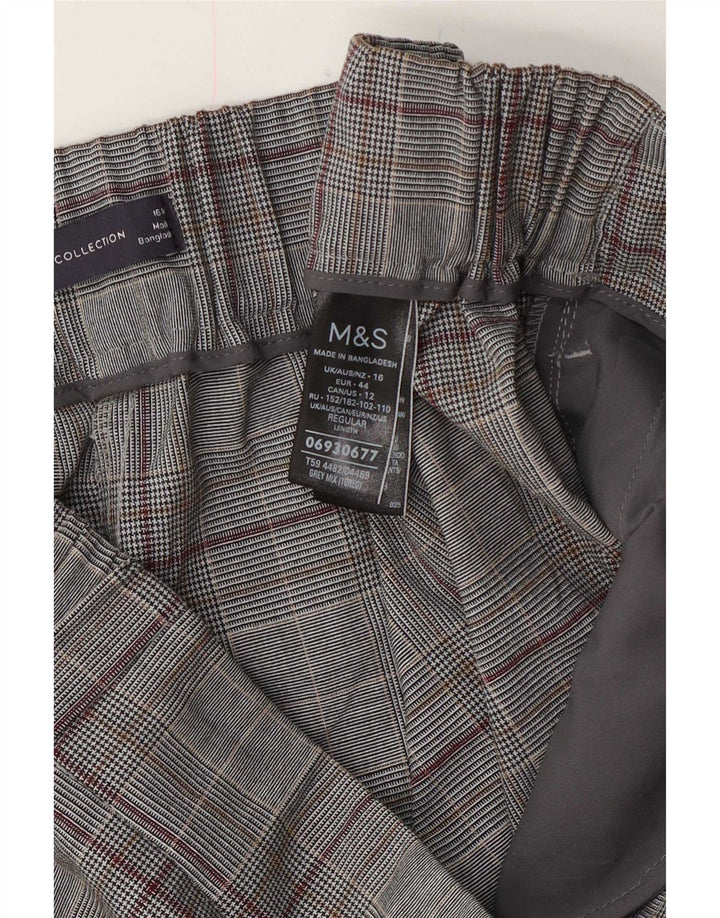 Pantaloni casual da donna Marks & Spencer UK 16 Large W38 L31 a quadri grigi