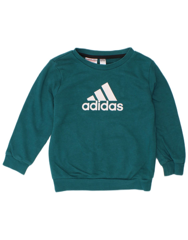 Felpa grafica Adidas da ragazzo, maglione, 3-4 anni, cotone verde