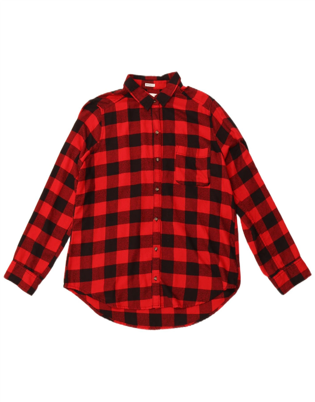 HOLLISTER Camicia da donna in flanella vestibilità boyfriend UK 14 percalle rosso medio