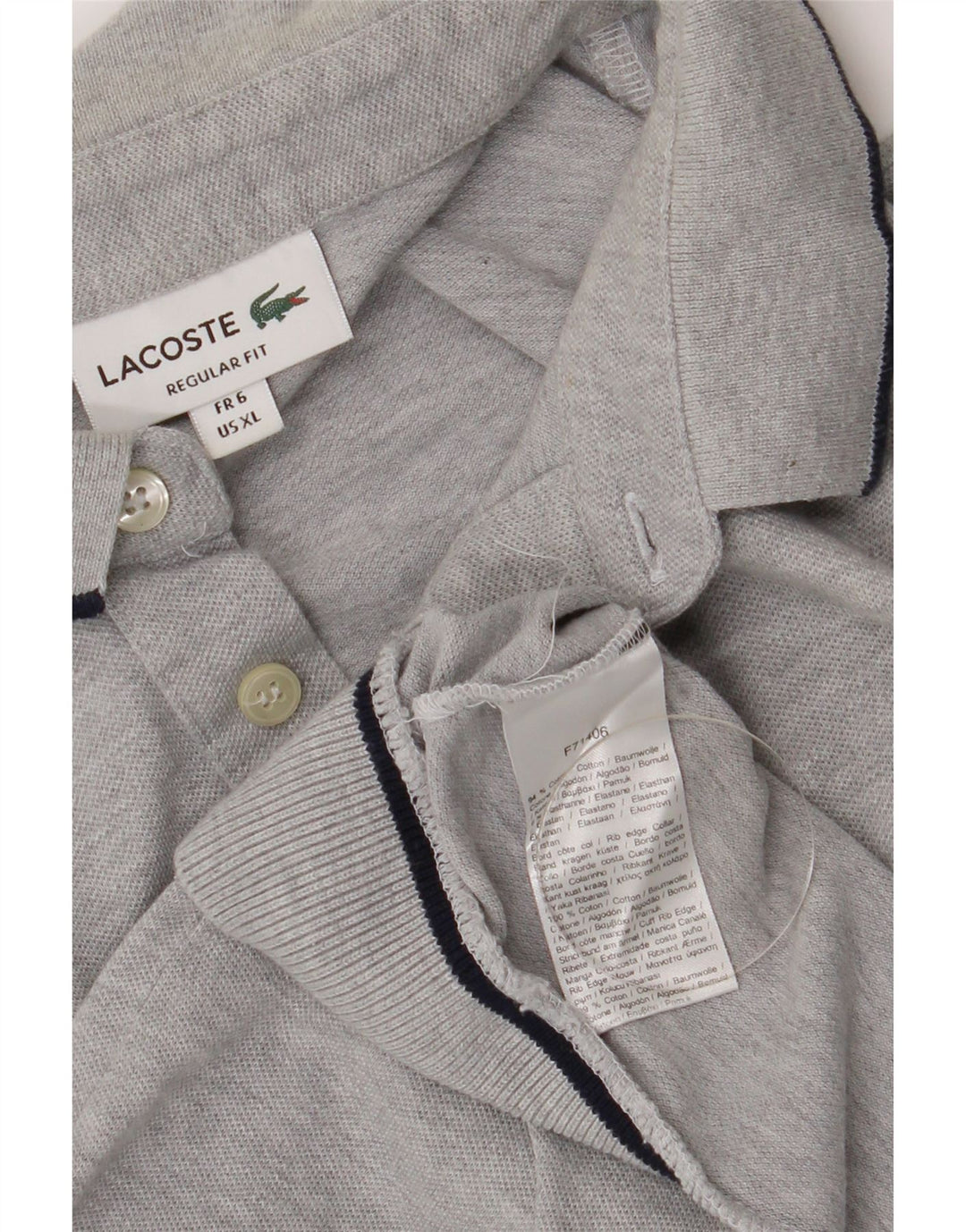 Polo da uomo vestibilità regolare Lacoste taglia 6 XL in cotone grigio