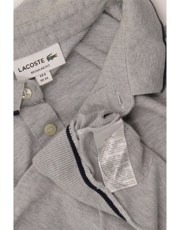 Polo da uomo vestibilità regolare Lacoste taglia 6 XL in cotone grigio