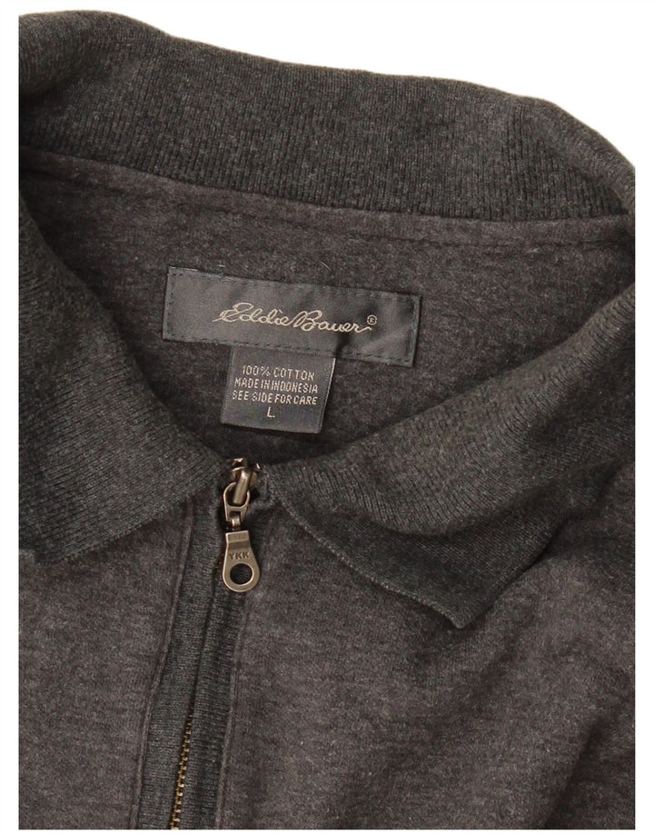 Polo da uomo a maniche lunghe EDDIE BAUER grande in cotone grigio
