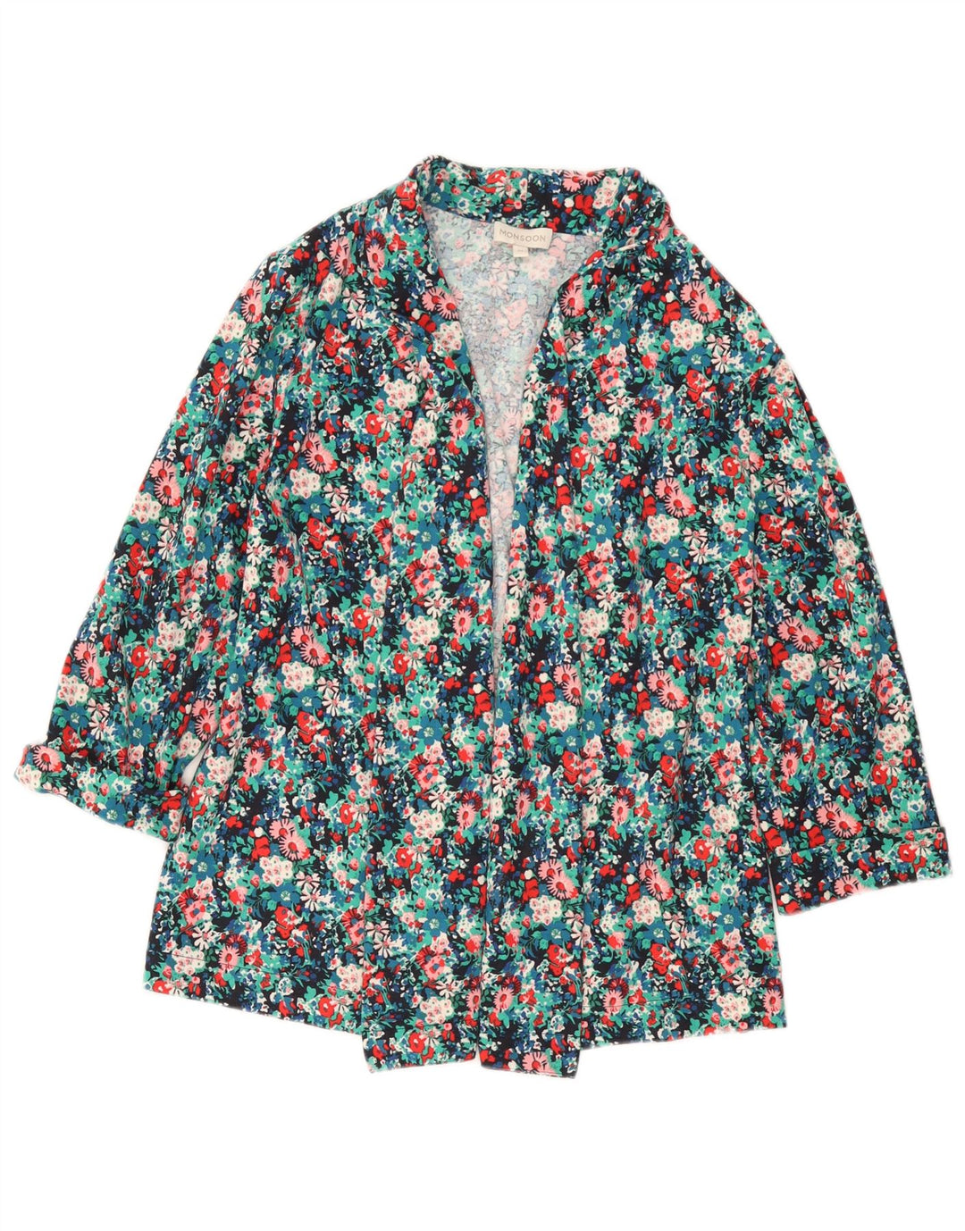 MONSOON Giacca blazer aperta da donna UK 14 Medio multicolore floreale