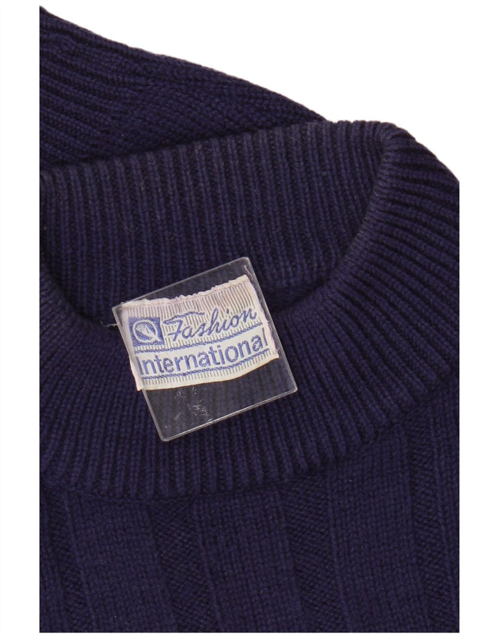 Maglione maglione girocollo da uomo vintage EU 52 grande lana viola