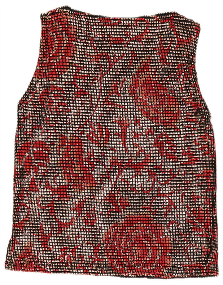 Top camicetta senza maniche da donna Pancaldi & B UK 12 rosso medio floreale