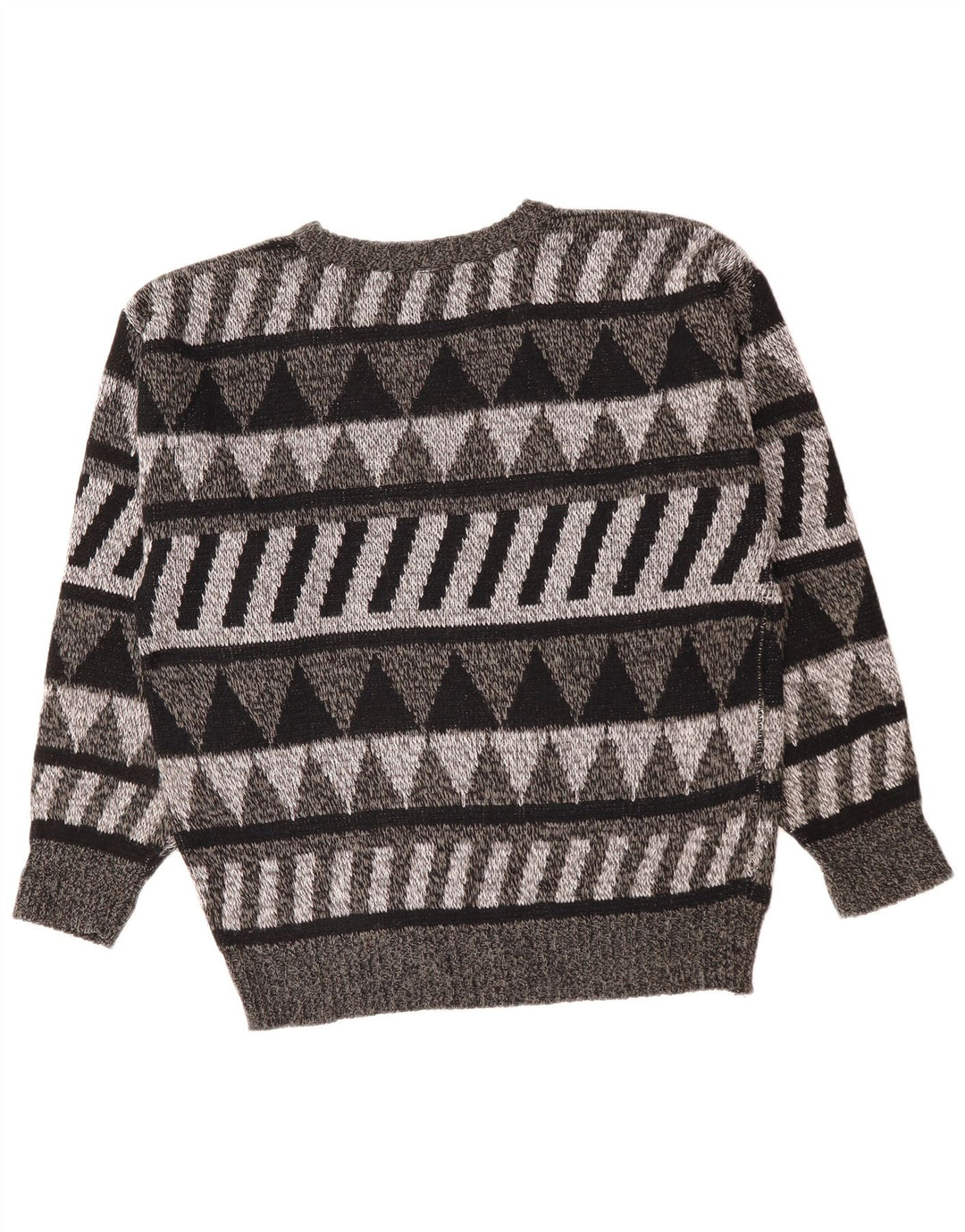 Maglione vintage da uomo girocollo IT 52 grande grigio geometrico