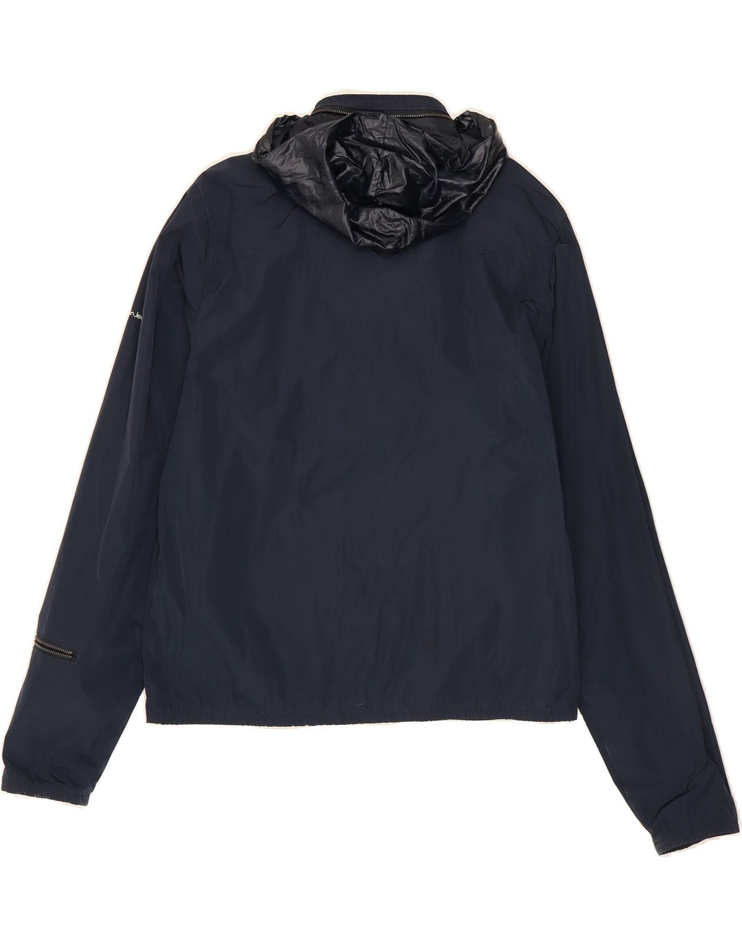 CALVIN KLEIN JEANS Womens Hooded Rain Jacket UK 10 Small Navy Blue Vintage Calvin Klein Jeans and Second-Hand Calvin Klein Jeans from Messina Hembry 